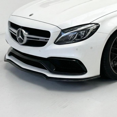 Pièces en carbone Tuning 1734 - Frontlippe Spoiler Schwert schwarz glänzend passend für Mercedes-Benz C63S C63 AMG W205 C205 ...