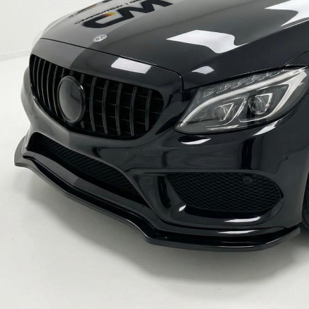 Pièces en carbone Tuning 1738 - Frontlippe Spoiler Schwert schwarz glänzend passend für Mercedes C-Klasse W205 S205 Limousine...