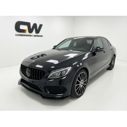Pièces en carbone Tuning 1738 - Frontlippe Spoiler Schwert schwarz glänzend passend für Mercedes C-Klasse W205 S205 Limousine...