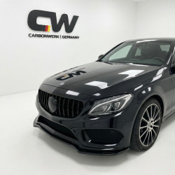 Pièces en carbone Tuning 1738 - Frontlippe Spoiler Schwert schwarz glänzend passend für Mercedes C-Klasse W205 S205 Limousine...