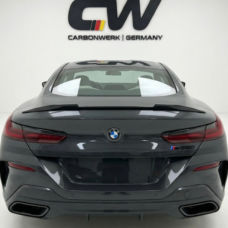 Carbonteile Tuning 2418 - Heckspoiler Lippe Spoiler Highkick schwarz glänzend passend für BMW 8er G16 Gran Coupe