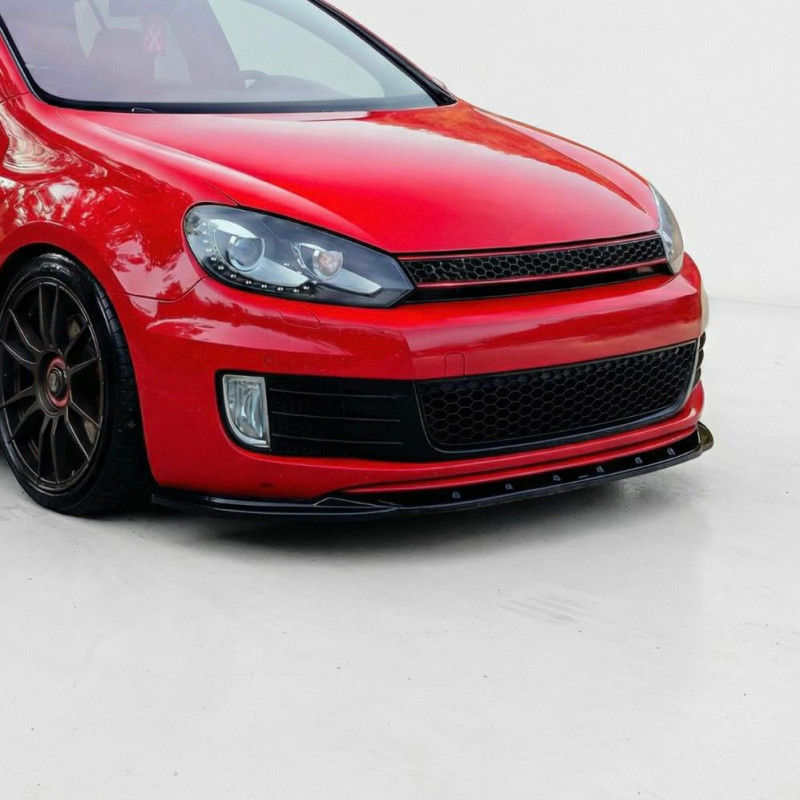 Carbonteile Tuning Frontlippe Lippe Schwert Frontspoiler Spoiler ABS Glanz Schwarz passend für Volkswagen Golf Mk6 GTI 2008-2...