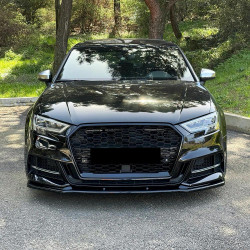 Carbonteile Tuning Frontlippe Lippe Schwert Frontspoiler Spoiler ABS Glanz Schwarz passend für AUDI S3 Limousine 8V 2016-2020...