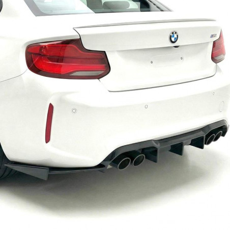 Pièces en carbone Tuning Heckdiffusor Diffusor Heck Ansatz ABS Glanz schwarz V9 passend für BMW M2 F87 + Competition - 2396