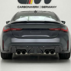 Carbonparts Tuning Heckdiffusor Diffusor Heck Ansatz Performance LED ABS Schwarz Glanz passend für BMW M3 G80 G81 M4 G82 G83 ...
