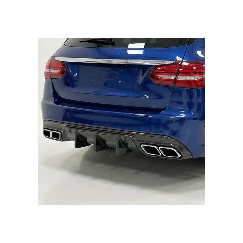 Pièces en carbone Tuning 1483 - Diffusor Carbon passend für Mercedes C-Klasse W205 S205 C63 C63S AMG