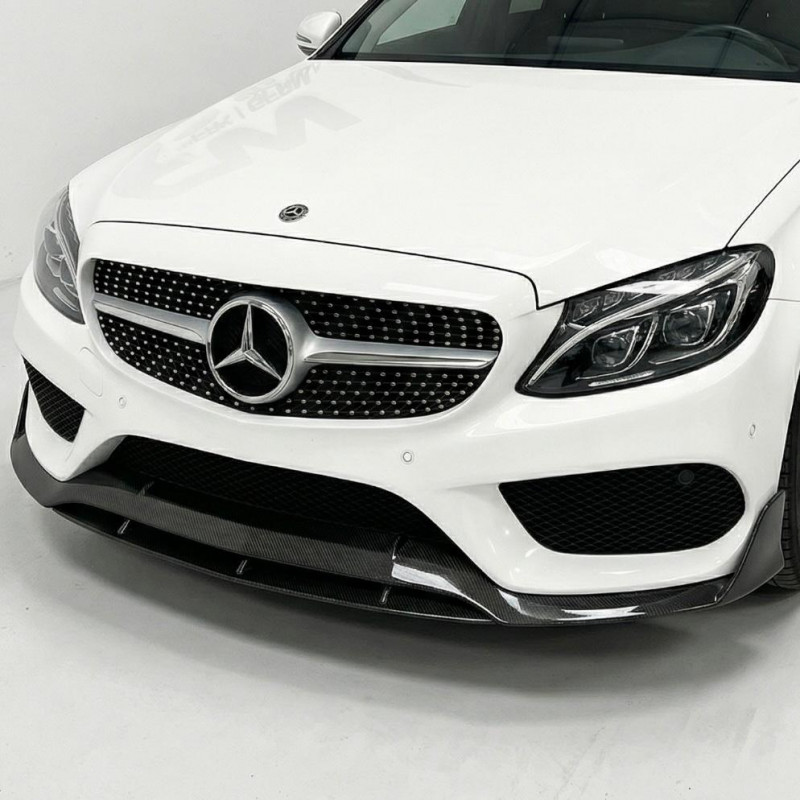 Carbonteile Tuning Frontlippe Spoiler Schwert Carbon passend für Mercedes-Benz W205 C205 mit AMG Line + C43 - 2905