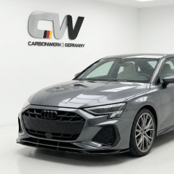 Carbonteile Tuning Frontlippe Spoiler Lippe Schwert Frontspoiler ABS Glanz für AUDI S3 + A3 8Y S-Line Limousine + Sportback F...