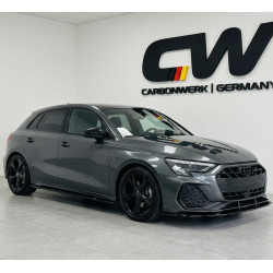 Carbonteile Tuning Frontlippe Spoiler Lippe Schwert Frontspoiler ABS Glanz für AUDI S3 + A3 8Y S-Line Limousine + Sportback F...