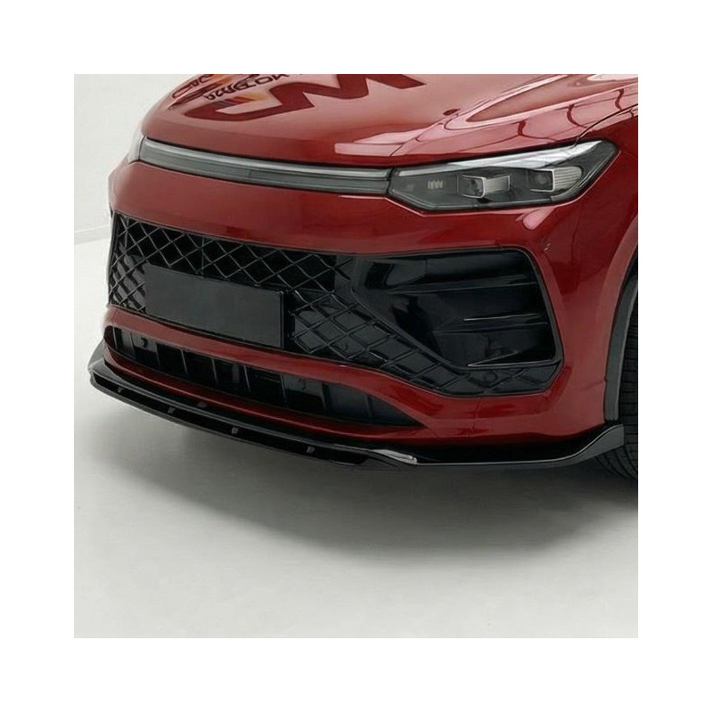 Carbonparts Tuning Frontlippe Lippe Schwert Frontspoiler Spoiler ABS Glanz Schwarz passend für Volkswagen Tayron R-Line Mk1 2...