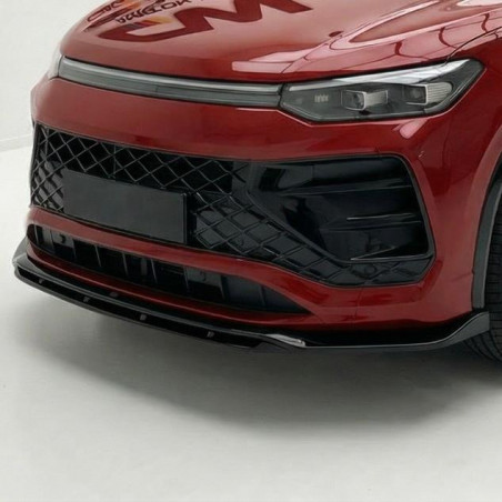 Carbonparts Tuning Frontlippe Lippe Schwert Frontspoiler Spoiler ABS Glanz Schwarz passend für Volkswagen Tayron R-Line Mk1 2...