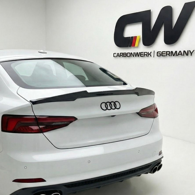 Pièces en carbone Tuning 1821 - Heckspoiler Spoiler Lippe Highkick Carbon passend für AUDI A5 B9 F5 Coupe