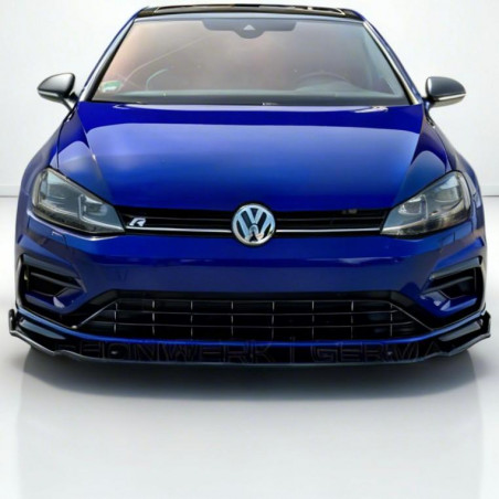 Carbonteile Tuning 1844 - Frontlippe Spoiler Schwert schwarz glänzend passend für Volkswagen VW Golf 7.5 R + R-Line + GTI