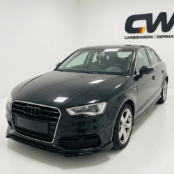 Pièces en carbone Tuning 1892 - Frontlippe Spoiler Lippe Schwert ABS schwarz glänzend passend für Audi A3 8V SLine + S3