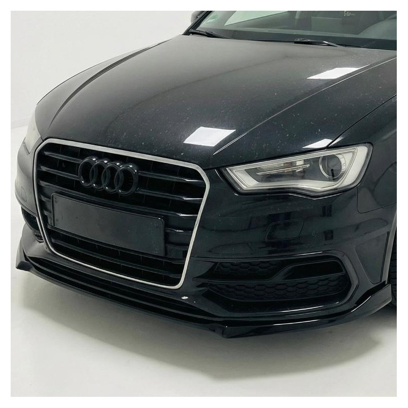 Pièces en carbone Tuning 1892 - Frontlippe Spoiler Lippe Schwert ABS schwarz glänzend passend für Audi A3 8V SLine + S3