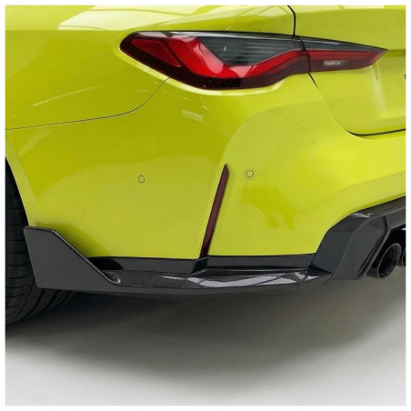 Pièces en carbone Tuning Hecksplitter Heckansatz Flaps Diffusor seitlich ABS schwarz glänzend passend für BMW M4 G82 Coupe G8...