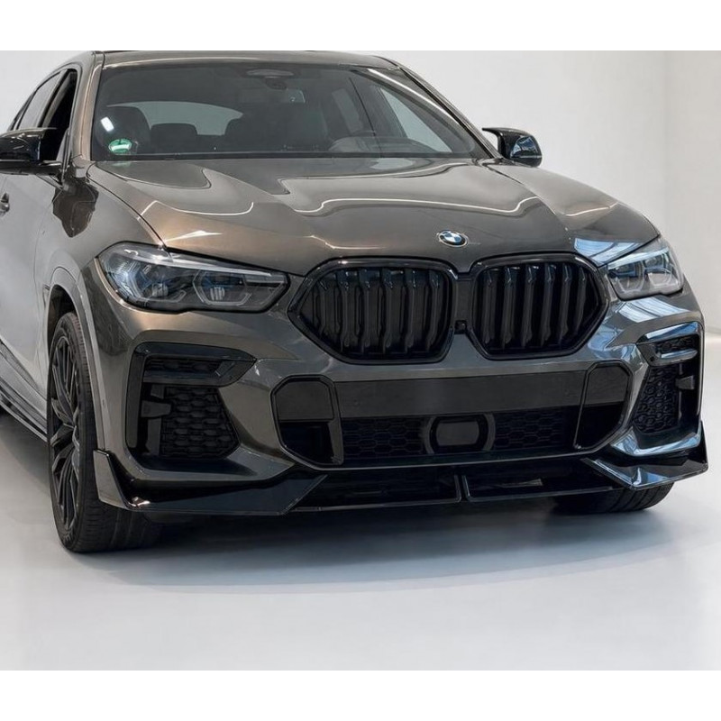 Frontlippe Lippe Spoiler Schwert Performance ABS schwarz glänzend für BMW X6 G06 Vorfacelift mit MPaket - 2960