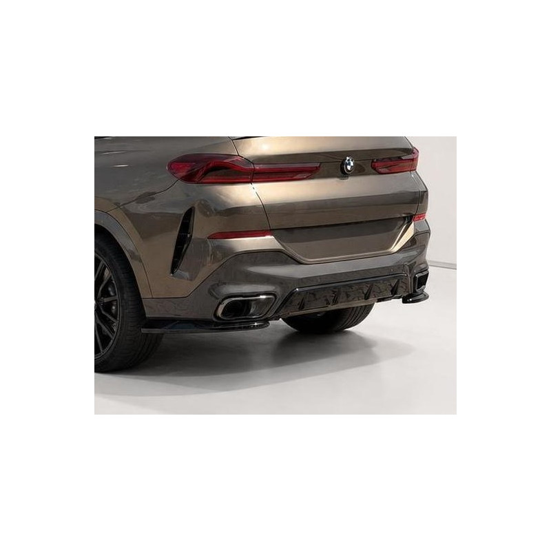 Hecksplitter Heckansatz Flaps Diffusor seitlich ABS schwarz glänzend passend für BMW X6 G06 Vorfacelift mit MPaket - 2961