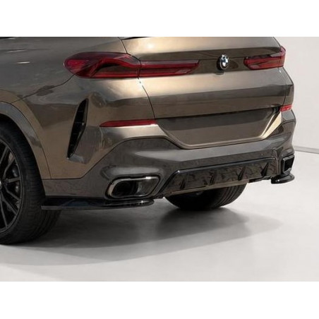 Hecksplitter Heckansatz Flaps Diffusor seitlich ABS schwarz glänzend passend für BMW X6 G06 Vorfacelift mit MPaket - 2961