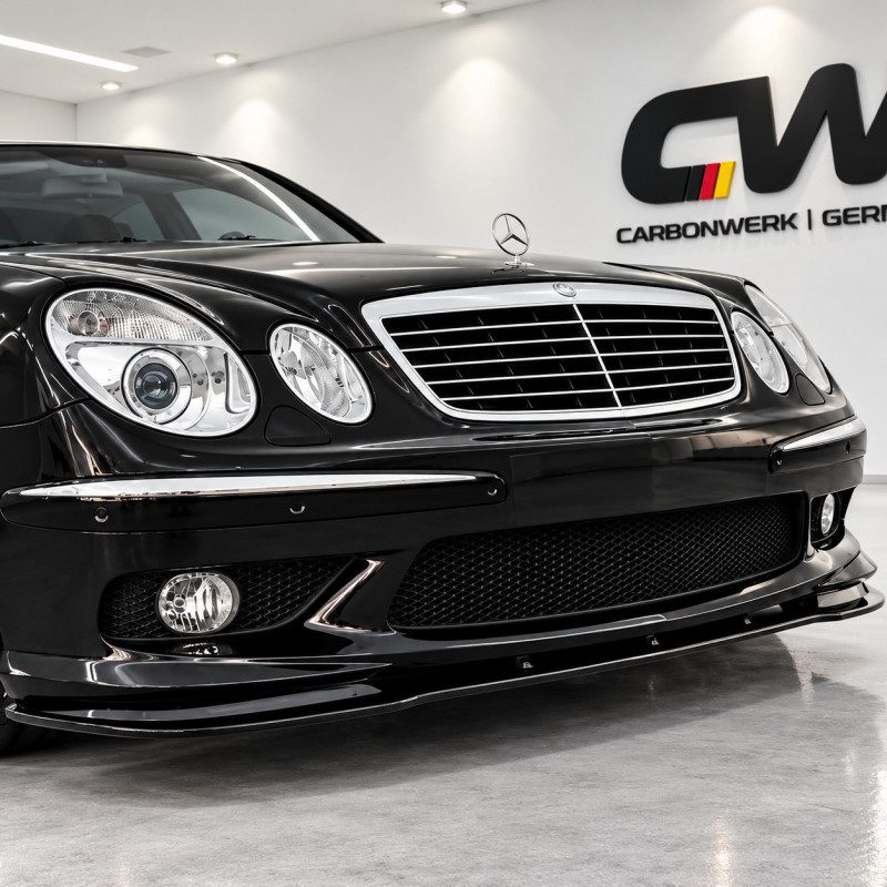Frontlippe Spoiler Lippe Schwert Frontspoiler ABS Glanz passend für Mercedes-Benz E-Klasse W211 Vorfacelift mit AMG Line - 4326