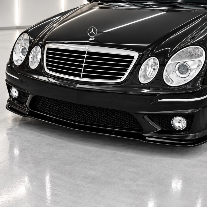 Frontlippe Spoiler Lippe Schwert Frontspoiler ABS Glanz passend für Mercedes-Benz E-Klasse W211 Facelift mit AMG Line - 4327