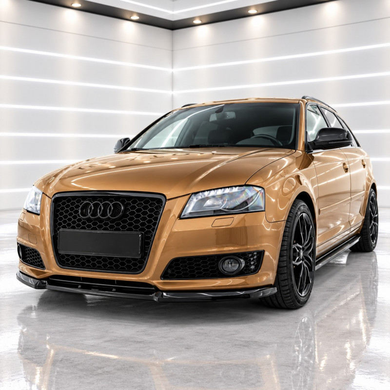 Frontlippe Lippe Schwert Frontspoiler Spoiler ABS Glanz passend für AUDI A3 8P Facelift Standard - 4342