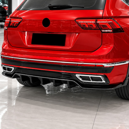Heckdiffusor Diffusor Heck Ansatz ABS schwarz glänzend passend für Volkswagen Tiguan mir R-Line MK2 Facelift - 4357