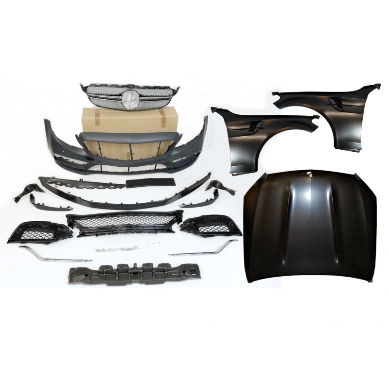 Carbonparts Tuning 2014 - Bodykit Stoßstange Kotflügel Motorhaube Vorne Frontbau passend für Mercedes C W205 S205 2014-2018
