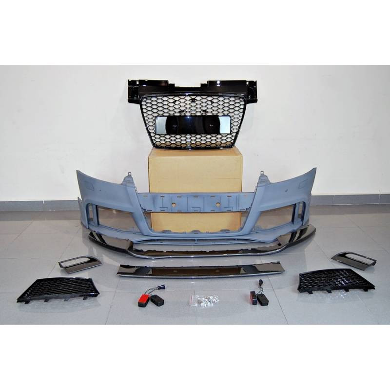 Pièces en carbone Tuning 2145 - Stoßstange Vorne Front + Carbon Lippe passend für Audi TT 8j, TTs , S-line nicht RS