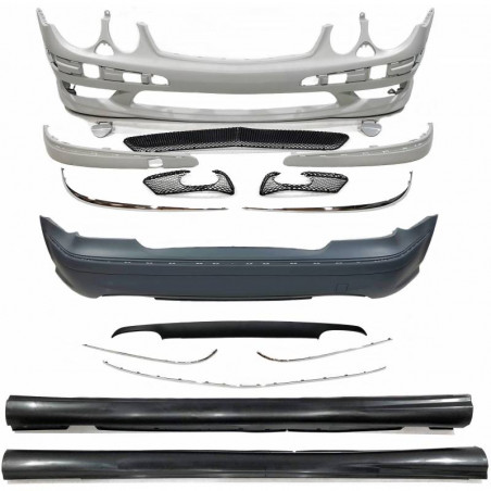 Pièces en carbone Tuning 2605 - Bodykit Stoßstange Vorne Hinten ABS passend für Mercedes Benz E Klasse W211 02-06