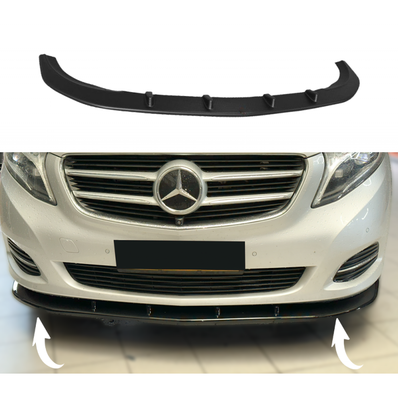 Pièces en carbone Tuning 2711 - Frontlippe Lippe Schwert Frontspoiler Spoiler ABS Glanz Schwarz passend für Mercedes Vito W44...