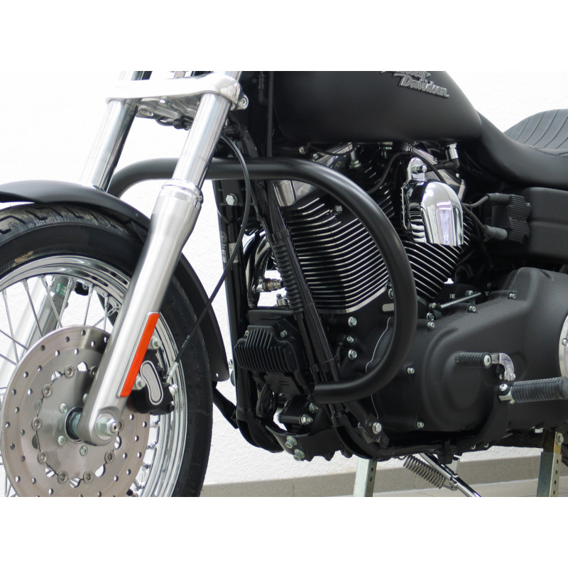 Carbonparts Tuning Fehling Schutzbügel, große Ausführung aus 38mm Rohr, rund, Schwarz für Harley Davidson Dyna Glide Low Rider