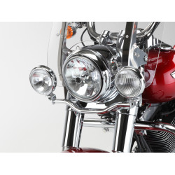 Carbonparts Tuning Fehling Lampenhalter für Zusatzscheinwerfer Chrom für Harley Davidson Dyna Switchback, (FLD) 2010-2016