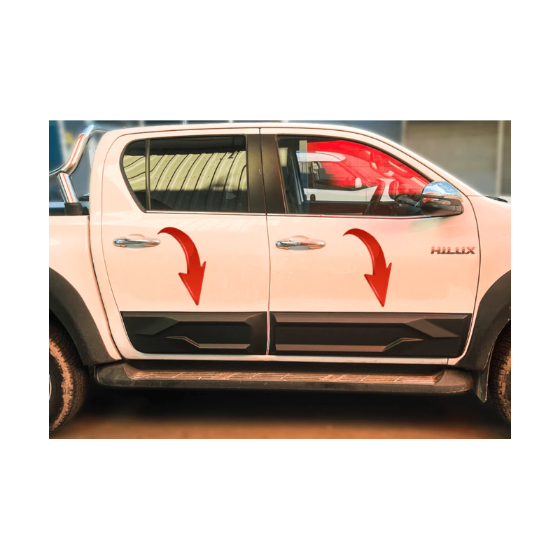 Pièces en carbone Tuning 2750 - Türverkleidung Tür Verkleidung Karosserie ABS Matt Schwarz passend für Toyota Hilux 8. Gen. 2...