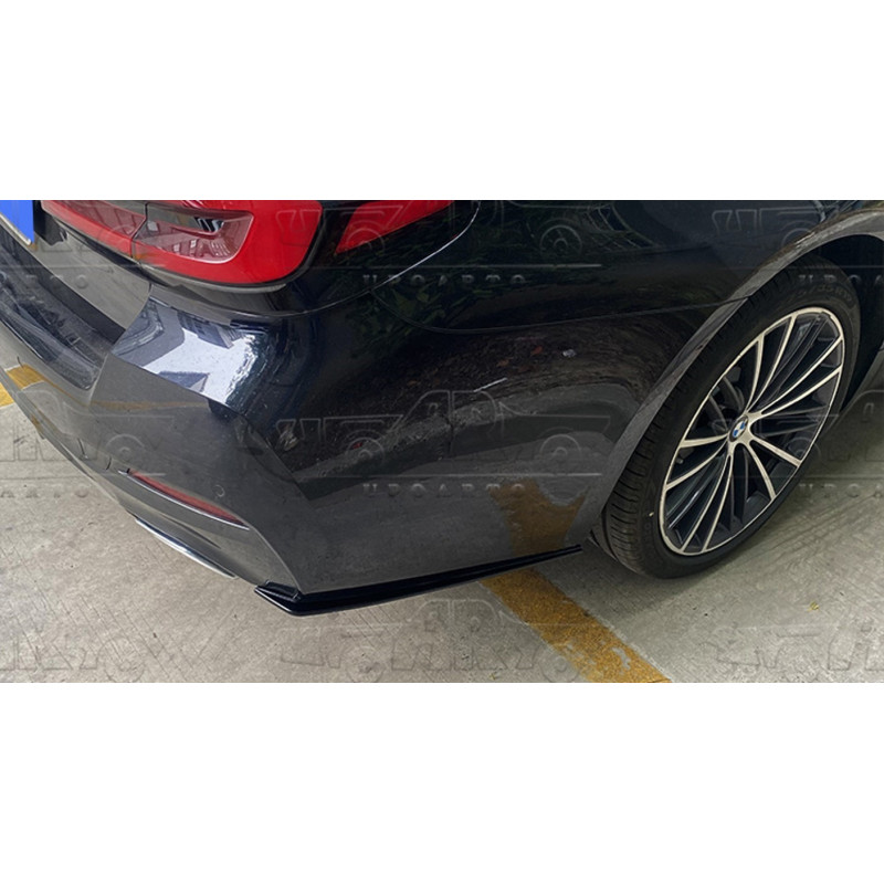 Pièces en carbone Tuning 2762 - Hecksplitter Heckansatz Flaps Diffusor seitlich ABS schwarz glänzend passend für BMW 5er G30 ...
