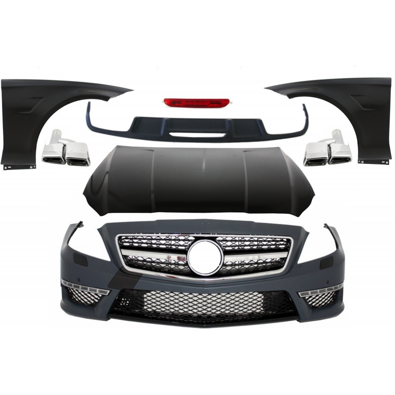 Carbonparts Tuning Bodykit für Mercedes CLS W218 C218 11-17 Stoßstange Endrohre CLS63 Look