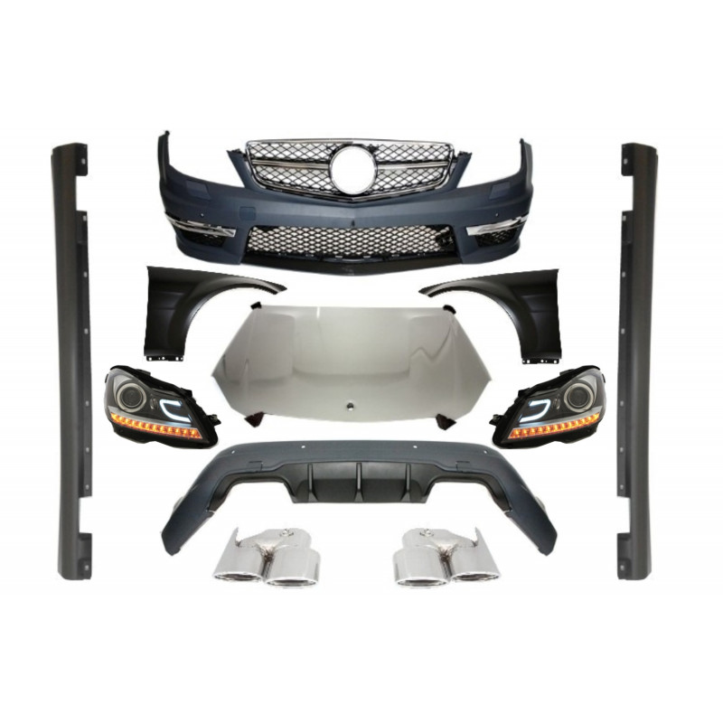 Carbonteile Tuning Bodykit Stoßstangen Set Komplettkit Umbau für Mercedes W204 (2007–2014) auch 63 AMG